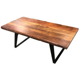 Rectangular Live Edge Mango Wood Cast Iron Base Coffee Table Zyra